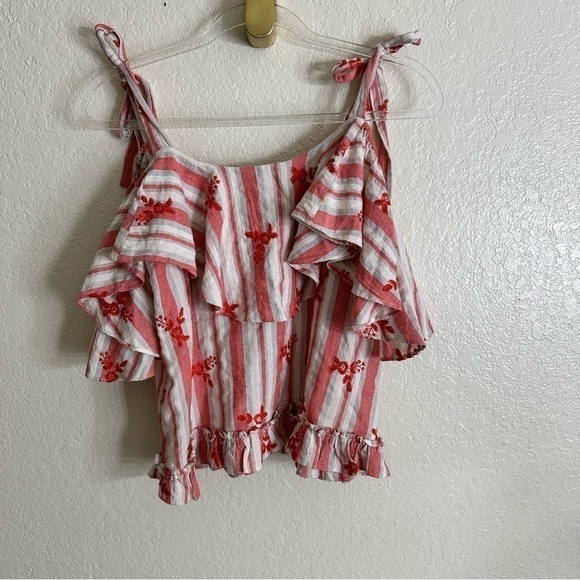 Misa Los Angeles striped shoulder tie top size M - Picture 4 of 8